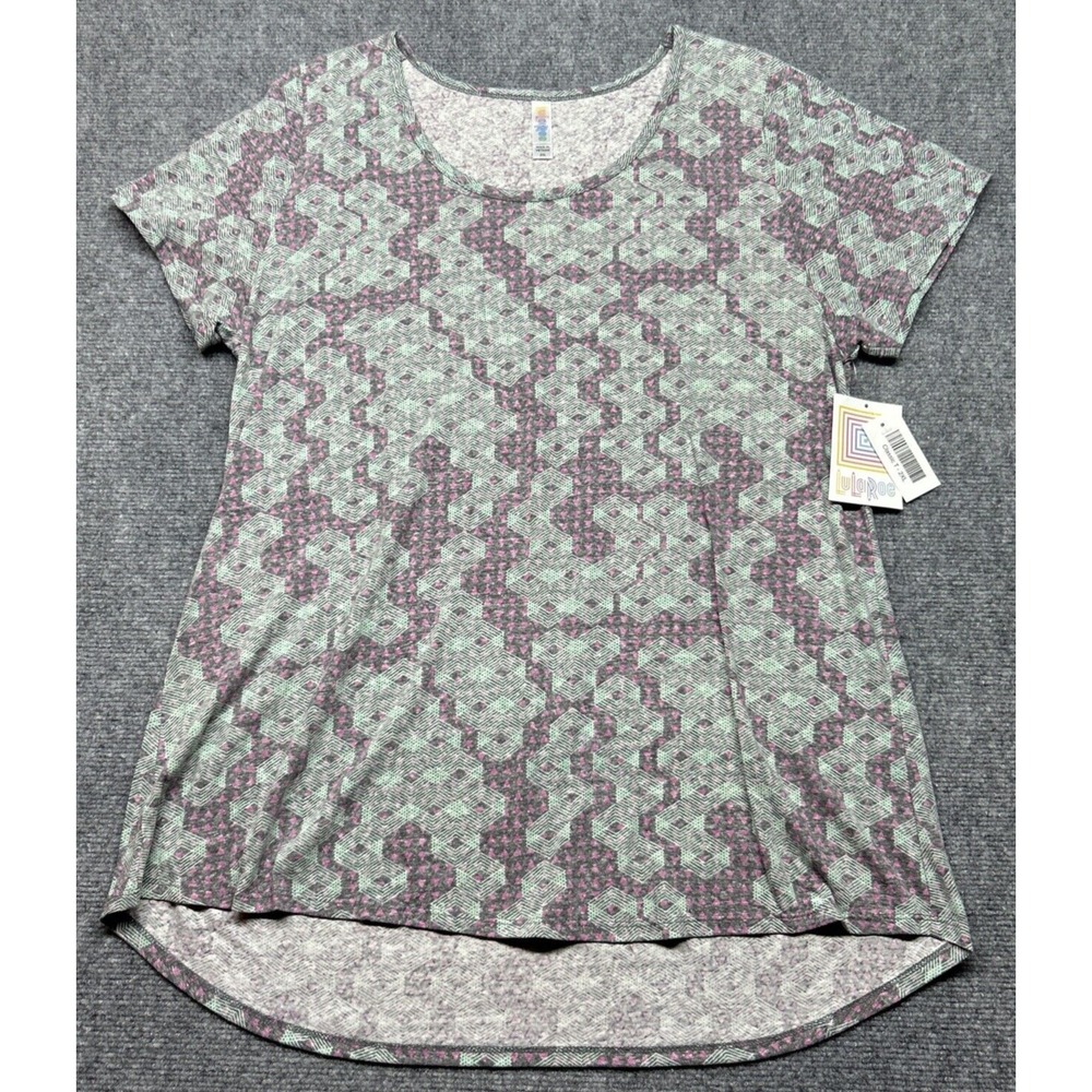 LulaRoe Classic T-Shirt Womens 2XL Multicolor Geometric Round Neck Short Sleeve